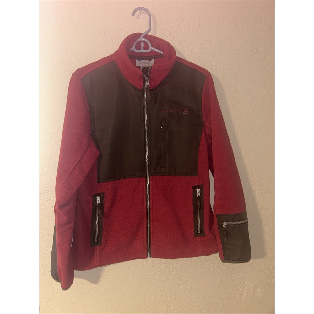 Free Country Authentic Lifestyle Jacket Size Medium Red Brown Full Zip Pockets